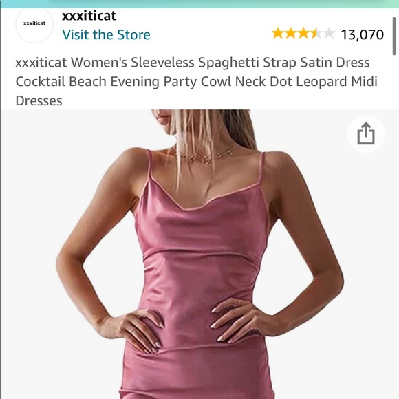 Pink Satin Slip Dress - L - Picture 4 of 5